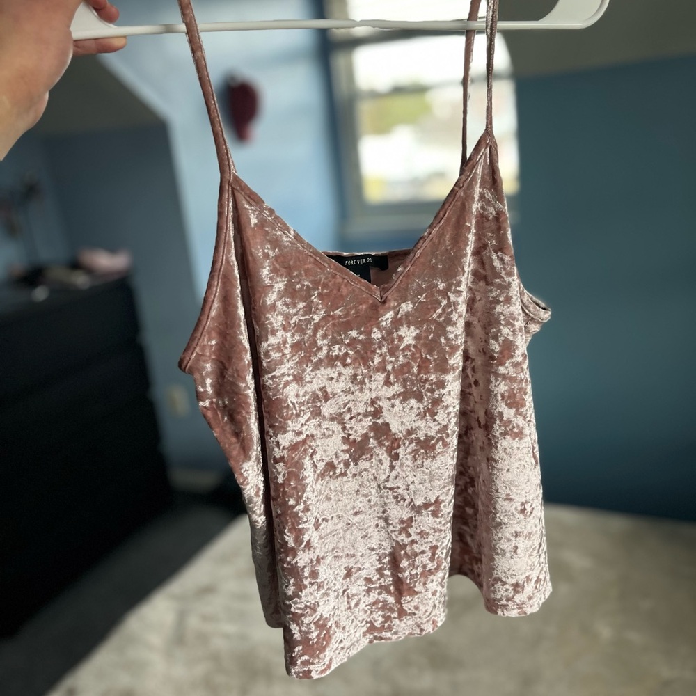 Y2K Forever 21 Velvet Blush Pink Crop Cami Size Medium